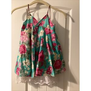 Mud Kingdom Toddler Girls Lace Flower Dress, Teal Peony Roses Size 110 (5Y) Soft